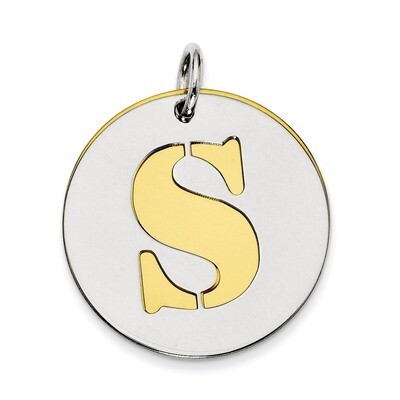 Initial S Double Plate Round Charm Sterling Silver QC7910S, MPN: QC7910S,