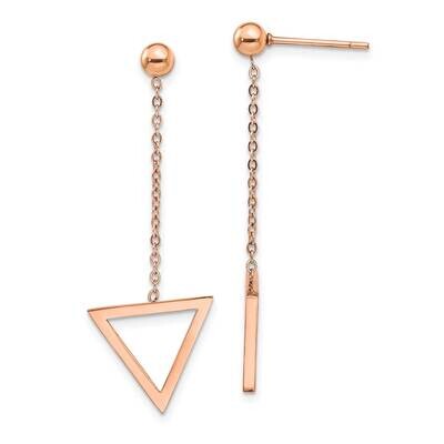 Rose Ip-Plated Triangle Post Dangle Earrings Stainless Steel Polished SRE1422, MPN: SRE1422, 191101…