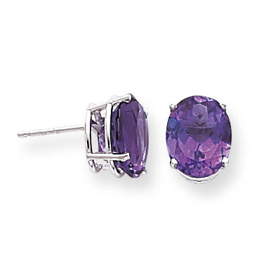 10x8mm Oval Amethyst Earrings 14k White Gold XE90WAM, MPN: XE90WAM, 883957108988