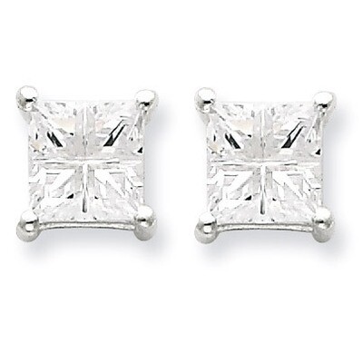 6mm Square Diamond Basket Set Stud Earrings Sterling Silver QE7519, MPN: QE7519, 883957557632