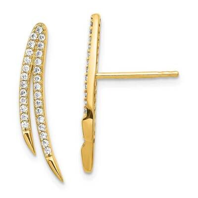 Ear Climber Earrings 14k Gold CZ Diamond TH1009, MPN: TH1009, 883957935324