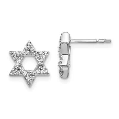 Star Of David Earrings 14k White Gold Diamond EM3939-025-WA, MPN: EM3939-025-WA, 883957258768