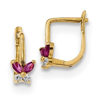 Madi K Polished Red and White CZ Diamond Butterfly Hoops Earrings 14k Gold GK955, MPN: GK955, 88395…
