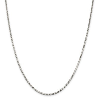 16 Inch 2.50mm Flat Rope Chain Sterling Silver QFC203-16, MPN: QFC203-16, 886774037691