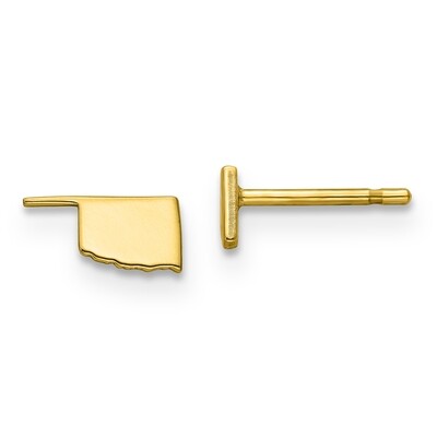 Oklahoma State Small Earrings 14k Yellow Gold Engravable XNE50Y-OK, MPN: XNE50Y-OK, 886774759180