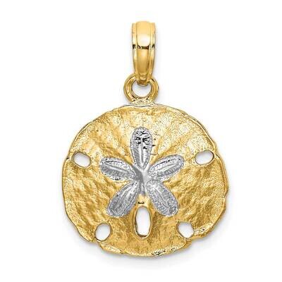 Polished Sand Dollar Charm 14k Gold Rhodium K8987, MPN: K8987, 637218021536
