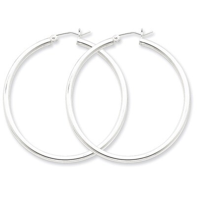 2.5mm Round Hoop Earrings Sterling Silver Rhodium-plated QE4389, MPN: QE4389, 883957930091