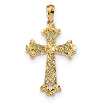 Filigree Cross Pendant 14k Gold Diamond-cut Polished K6241, MPN: K6241, 886774065304