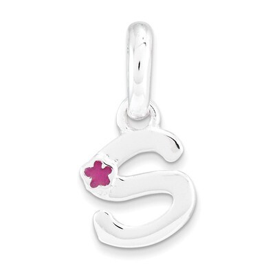 Letter S with Enamel Pendant Sterling Silver QC7935S, MPN: QC7935S, 191101465291