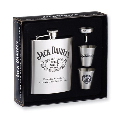 Jack Daniels Stainless Steel 6oz Cover Flask Gift Set GP6961, MPN: GP6961, 610939084738