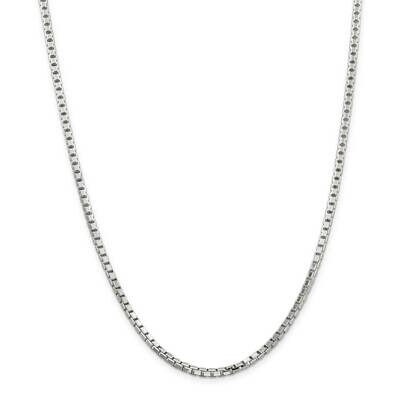 3.2mm 8 Sided Diamond-Cut Box Chain 22 Inch Sterling Silver QBR057-22, MPN: QBR057-22,