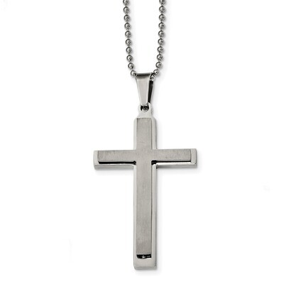 Layered 22 inch Cross Necklace Stainless Steel Brushed and Polished SRN2386-22 by Chisel, MPN: SRN2…