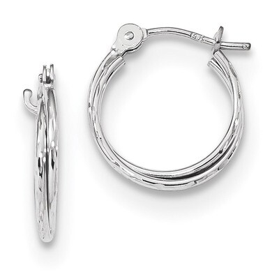 Polished Diamond Cut Double Hoops Earrings 14k white Gold YE1778W, MPN: YE1778W, 191101055621