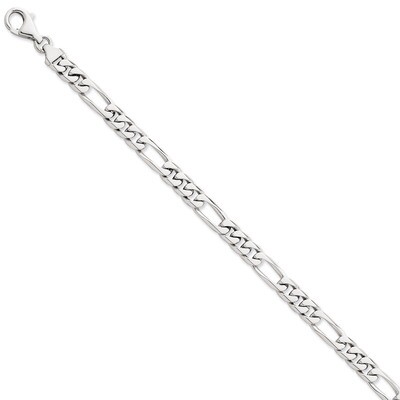 7mm Hand-Polished Figaro Link Chain 22 Inch 14k White Gold WLK107-22, MPN: WLK107-22, 191101654947