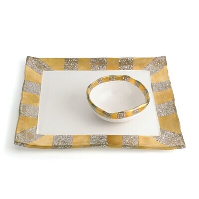 Michael Wainwright Tempio Luna Gold Square Tray With Bowl, MPN: 858292, 878686018547ÿ