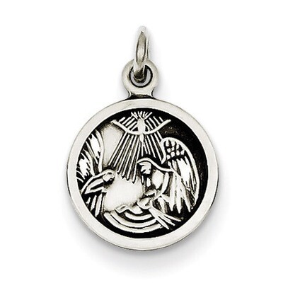 Antiqued Baptism Medal Sterling Silver QC3667, MPN: QC3667, 886774108735