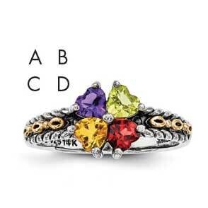 Four-Stone Mother&#39;s Ring Mounting Sterling Silver &amp; 14k Gold QMR16/4-5, MPN: QMR16_4--6, 8867742431…