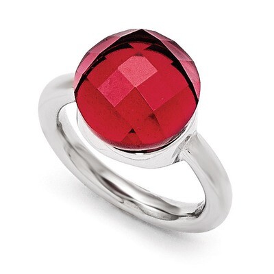 Polished Red Glass Ring - Stainless Steel SR439 by Chisel, MPN: SR439, 883957037295