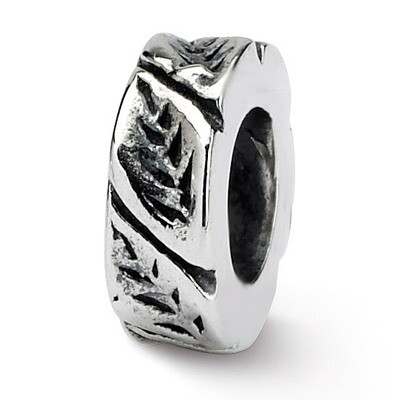 Leaf Design Spacer Bead - Sterling Silver QRS134, MPN: QRS134, 883957719733