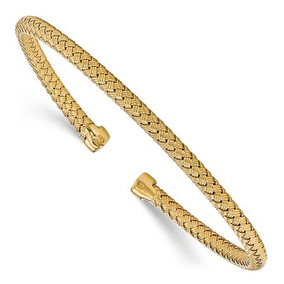 Leslie&#39;s Polished Woven Cuff Bangle Sterling Silver Gold-plated HB-QLF785, MPN: QLF785, 191101752469