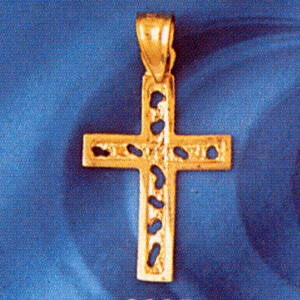 Dazzlers Jewelry Cross Pendant Necklace Charm Bracelet in Yellow, White or Rose Gold 8335, MPN: DZ-…