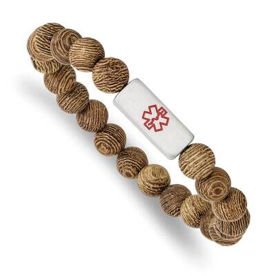 Enamel Medical Id Wenge Wood Bracelet Stainless Steel Brushed SRB2808, MPN: SRB2808, 191101861277
