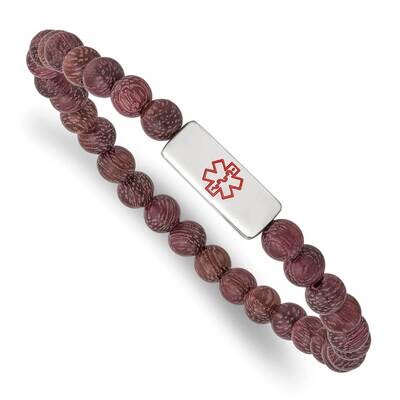 Enamel Medical Id Peltogyne Wood Bracelet Stainless Steel Polished SRB2807, MPN: SRB2807, 191101862…