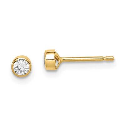 3mm Bezel Post Earrings 14k Gold CZ Diamond SE2861 by Madi K, MPN: SE2861, 883957961705