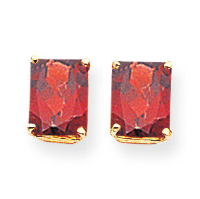 9x7mm Emerald Cut Garnet Earrings 14k Gold XE68GA, MPN: XE68GA, 883957096339