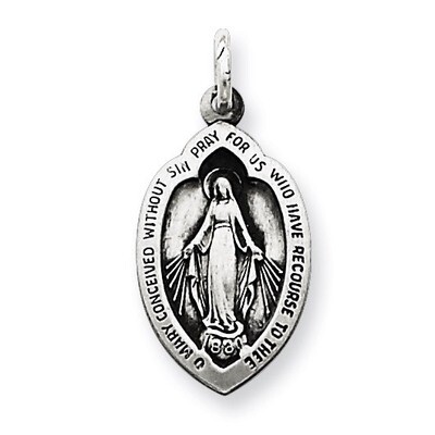 Miraculous Medal Antiqued Sterling Silver QC5503, MPN: QC5503, 191101182914