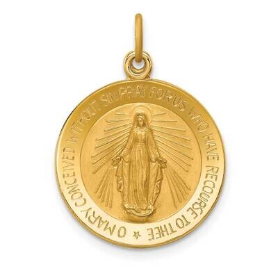Small Round Miraculous Medal 14k Gold Solid Polished Satin XR1773, MPN: XR1773, 883957325620