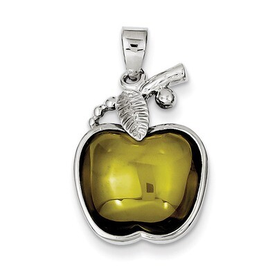 Green Cabochon Apple Pendant Sterling Silver QP662, MPN: QP662, 886774201887