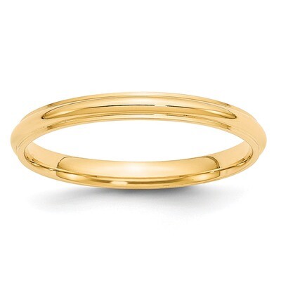 2.5mm Half Round with Edge Band 14k Yellow Gold HRE025 Engravable, MPN: HRE025, 886774484143