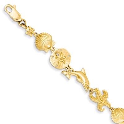 Seashore Theme Bracelet 7.25 Inch 14k Gold FB1116-7.25, MPN: FB1116-7.25, 637218064519
