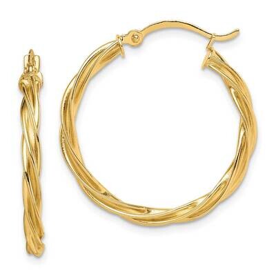 Twisted 2.5mm Hoop Earrings 14k Gold Polished  TF1607, MPN: TF1607, 883957933290