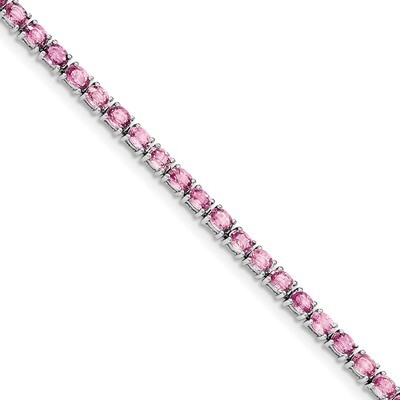 Oval Pink Sapphire Bracelet 7.5 Inch Sterling Silver Rhodium-plated QX944SP, MPN: QX944SP, 19110133…