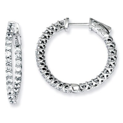 52 Stones In and Out Round Hoop Earrings Sterling Silver with Diamonds QE7573, MPN: QE7573, 8867742…