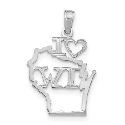 Wisconsin State Pendant 14k White Gold Solid D1195W, MPN: D1195W,