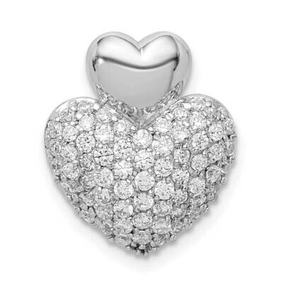 Double Heart Slide Sterling Silver Rhodium-plated CZ Diamond QP5381, MPN: QP5381, 883957936338