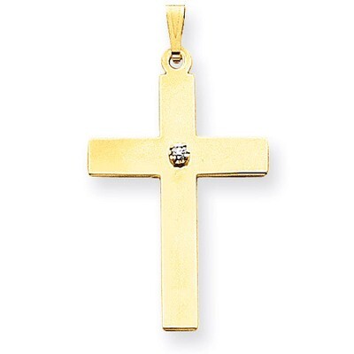0.02ct. Diamond Cross Pendant 14k Gold Polished XR779, MPN: XR779, 883957422183