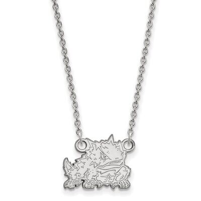 Texas Christian University Small Pendant with Chain Necklace 14k White Gold 4W024TCU-18, MPN: 4W024…