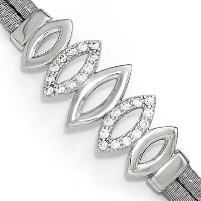Polished CZ with 1.5 Inch ext. Bracelet Sterling Silver QLF556-6.5