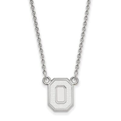 Ohio State University Small Pendant with Chain Necklace 10k White Gold 1W053OSU-18, MPN: 1W053OSU-1…
