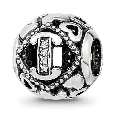 CZ Letter I Bead Sterling Silver QRS4102, MPN: QRS4102,