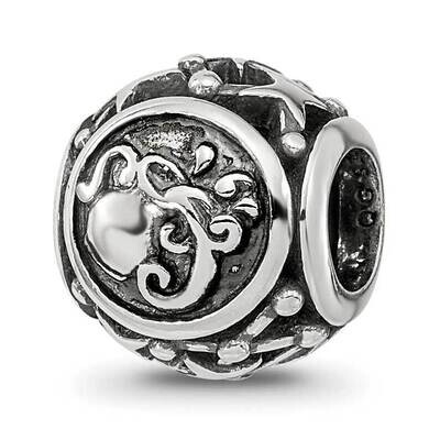 Antiqued Zodiac Aquarius Bead Sterling Silver QRS4086, MPN: QRS4086,
