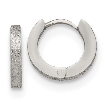 Sand Blasted 2.0mm Hinged Hoop Earrings Stainless Steel Polished SRE1228 by Chisel, MPN: SRE1228, 1…