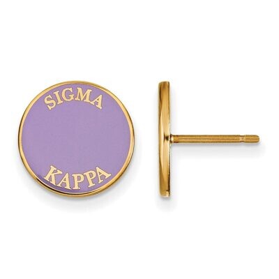 Sigma Kappa Enameled Post Earrings Gold-plated Silver GP019SKP, MPN: GP019SKP, 886774924038