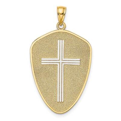 Cross Shield with Joshua 1:9 On Reverse Charm 14k Gold Rhodium K9179, MPN: K9179, 637218076895