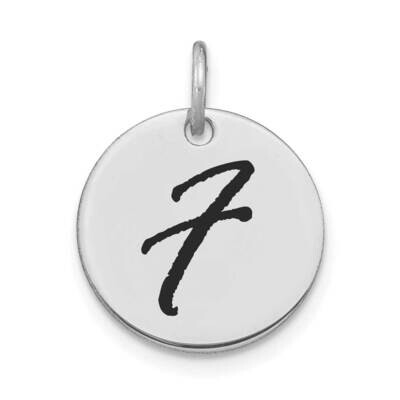 Letter F Black Epoxy Initial Disk Charm 14k White Gold Polished YC1436WF, MPN: YC1436WF, 1969040885…