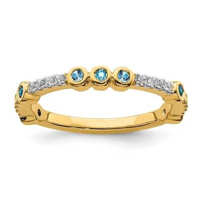 Blue Topaz &amp; Diamond Ring 14k Gold SK2075, MPN: SK2075, 191101214554